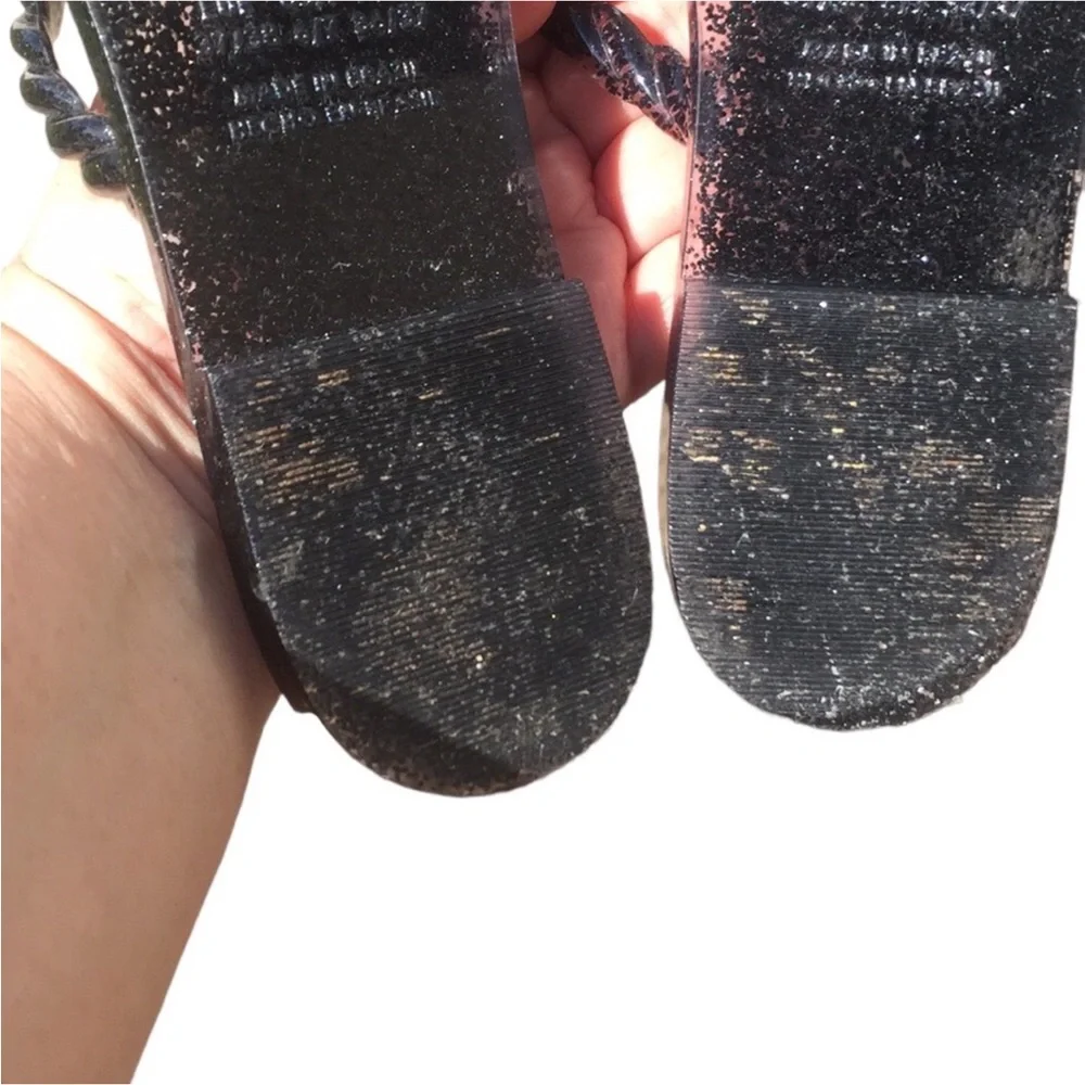 Schutz Diana Glitter Trio-Strap Jelly Slide Sandals
